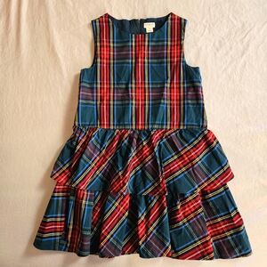 Crewcuts Girls' Tartan Tiered Skirt Holiday Party Dress 8